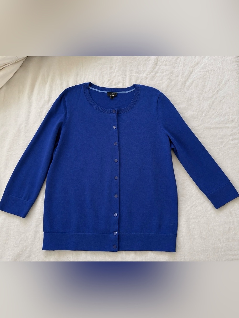 Talbots Royal Blue Button-Front Crewneck Cardigan
